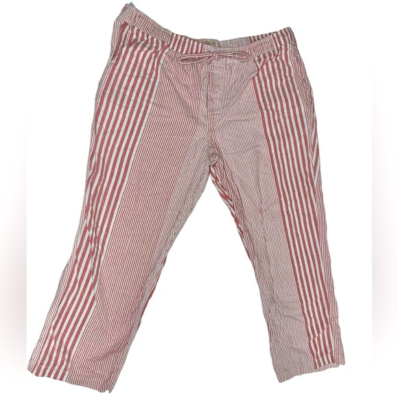 J. Crew Pants - Reimagined by J. Crew The Broken in Oxford Pink White Striped Drawstring Pants